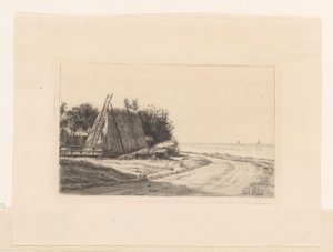 Höstack vid landsväg av Carl Bloch