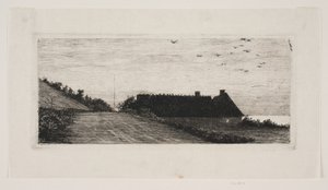 Hus vid stranden. Sommarnatt av Carl Bloch