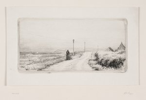 Landsväg med promenader dam. Solig eftermiddag av Carl Bloch