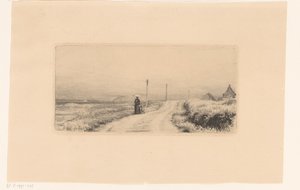Landsväg med promenader dam och barn av Carl Bloch