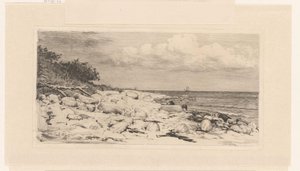 Strand med småsten, vid havet av Carl Bloch