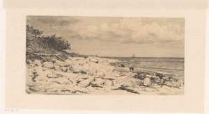 Strand med småsten, vid havet av Carl Bloch