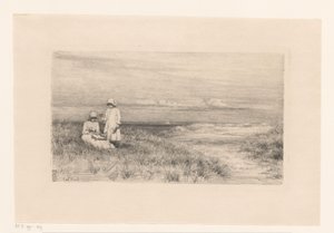 Kvinna och flicka i sanddyner av Carl Bloch