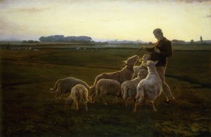 En herde och hans får med gäss bortom, 1896 av Carl Christian Ferdinand Wentorf