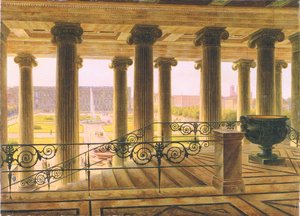 utsikt från det nya museet om lustträdgården och det kungliga slottet i Berlin