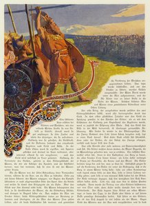 Oden kastar sitt spjut för att inleda Aesir-Vanir-kriget (färg litho) av Carl Emil Doepler