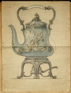 Formad vattenkokare och stativ i silver, House of Carl Faberge