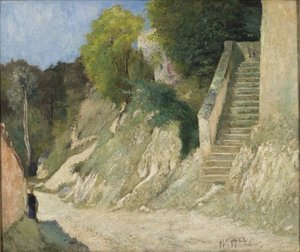 En brant stigning i Montigny-sur-Loing, 1876