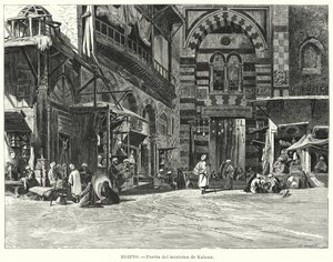 Ingång till komplexet Qalawun, Kairo, Egypten (litho) av Carl Friedrich Heinrich (after) Werner