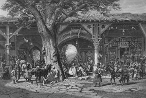 En gata i Damaskus, graverad av C. Bertrand av Carl Friedrich Heinrich Werner