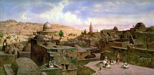 En utsikt över Jerusalem, med den heliga klippan, 1864