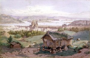 Utsikt över Christiania av Carl Friedrich Heinrich Werner