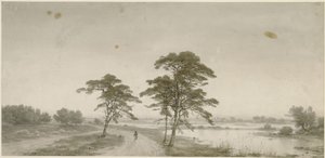 Platt landskap med vandrare av Carl Friedrich Lessing