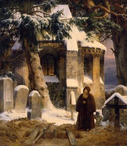Klosterkyrkogård i snön av Carl Friedrich Lessing