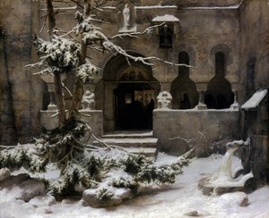 Klosterträdgård i snö
