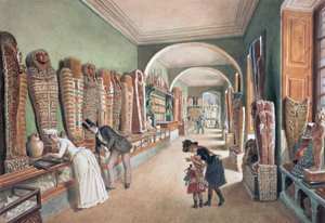 Korridoren och det sista skåpet i den egyptiska samlingen