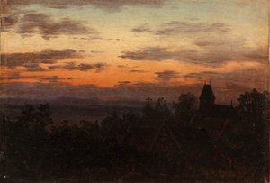 Landskap vid solnedgång av Carl Gustav Carus