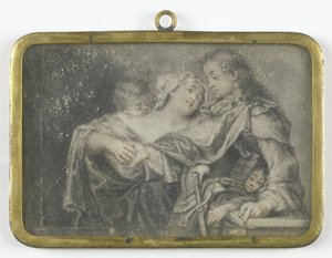 En ung kvinna som distraherar en krigare medan ett av hennes barn rånar honom av Carl Gustav Klingstedt (attributed to)