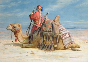 En nomad och hans kamel vilar i öknen, 1874