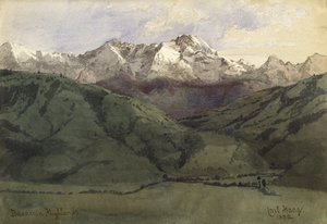 Bayerska höglandet, 1852 (wc på papper) av Carl Haag
