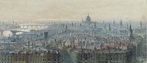 Panorama över London från toppen av monumentet, blickande västerut, 1848