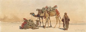 Vila med tre kameler i öknen, 1859
