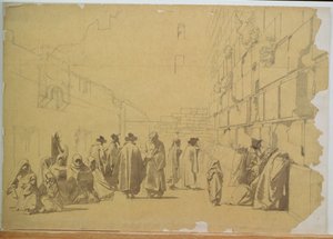 The Wailing Wall (penna och tvätt på kalkerpapper på kartong) av Carl Haag