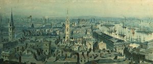 Utsikt över London från monumentet blickande österut, 1848