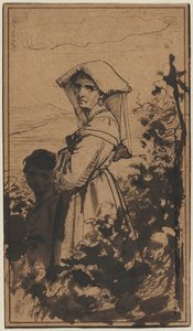 Stående kvinna och barn, 1800-talets andra hälft.