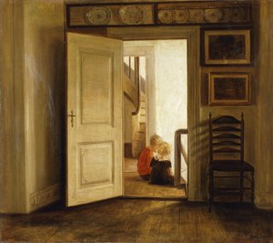 Barn i en interiör av Carl Holsoe
