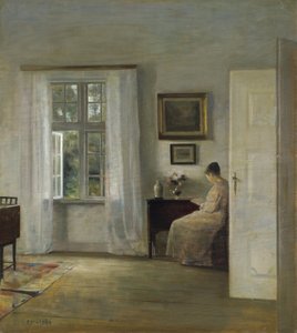 The Reader par Holsoe, Carl (1863-1935), - Olja på trä, 70x62,5 - Privat samling av Carl Holsoe