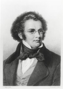Porträtt av Franz Schubert (1797-1828) graverad av H. Roemer