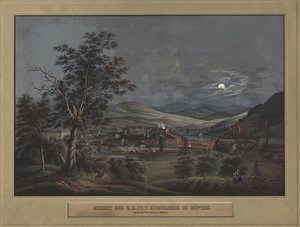 Utsikt över K. K. Privata Järnfabriken i Zöptau, ca. 1850. av Carl Julius Rieden