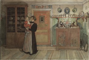 Between Christmas and New Year, från A Home-serien, c.1895 (wc på papper) av Carl Larsson