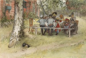Frukost under den stora björken av Carl Larsson