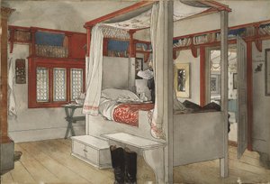 Daddys Room, från A Home-serien, ca 1895 (wc på papper) av Carl Larsson