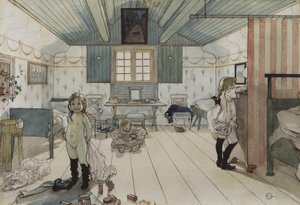 Mammas and the Small Girls Room, från A Home-serien, c.1895 (wc på papper) av Carl Larsson