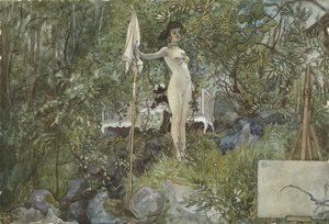 Open-Air Studio, från A Home-serien, ca 1895 (wc på papper) av Carl Larsson
