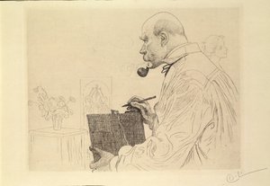Självporträtt som etsare av Carl Larsson