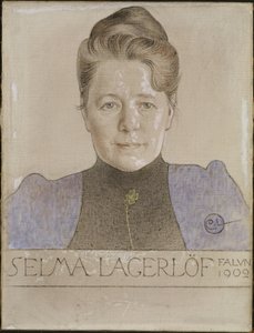 Selma Lagerlöf - Porträtt av författaren Selma Lagerloef (1858-1940), av Larsson, Carl (1853-1919). Krita och olja på duk av Carl Larsson