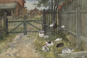 The Gate, från A Home-serien, c.1895 (wc på papper) av Carl Larsson