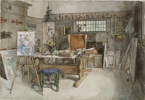 The Studio, från A Home-serien, c.1895 (wc på papper) av Carl Larsson