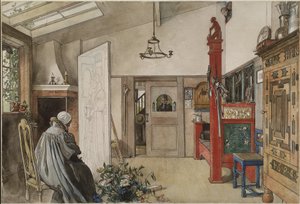 The Studio, från A Home-serien, c.1895 (wc på papper) av Carl Larsson