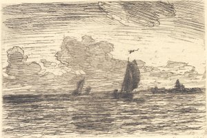 Marine med fartyg under segel av Carl Locher
