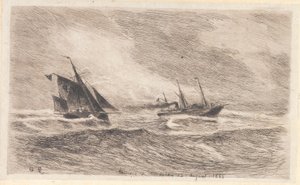 Storm i Nordsjön. Arcturus blir lotsad av Carl Locher