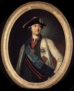 ""Portrait du comte Alexei Grigorievitch Orlov (1737-1808), commandant des Forces navales russes"" (Porträtt av överbefälhavaren för flottan greve Alexey Grigorievitch Orlov av Chesma (1737-1808)) Peinture de Carl Ludwig Johann Christineck (1732/3-17 av Carl Ludwig Christinek