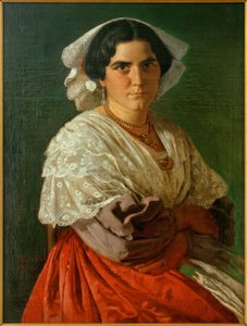 C.L.Jessen, porträtt av en italiensk kvinna i nationaldräkt