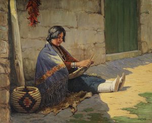 Hopi korgmakare (olja på duk)