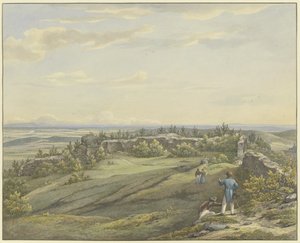 Borggården vid Falkensteinruinen med utsikt över Mainslätten, Odenwald och Rhenbergen av Carl Morgenstern