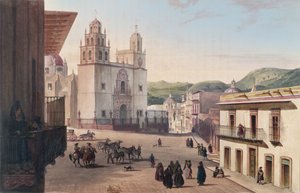 Plaza Mayor de Guanajuato (färgad gravyr)